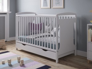 Kinderbett Olaf 120/60 mit Schublade weiß