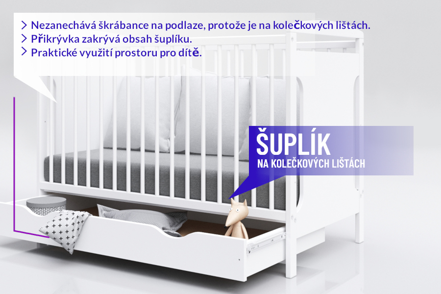 Dětská postýlka se zásuvkou