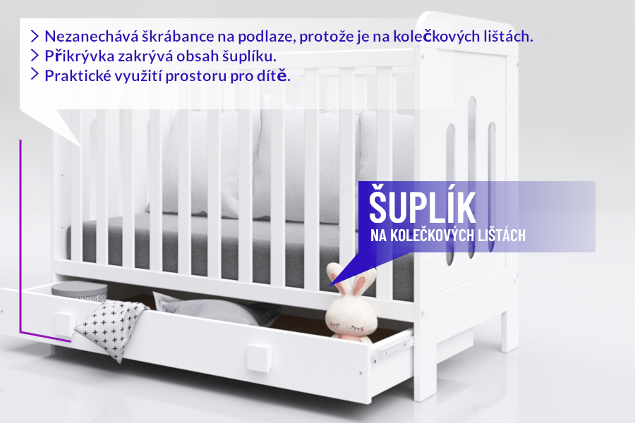 Dětská postýlka se zásuvkou